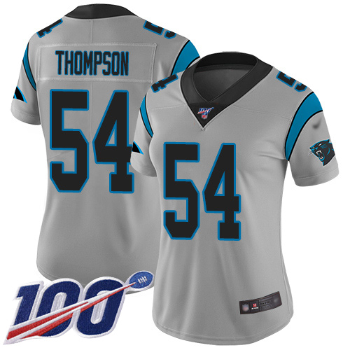 Carolina Panthers Limited Silver Women Shaq Thompson Jersey NFL Football #54 100th Season Inverted Legend->carolina panthers->NFL Jersey